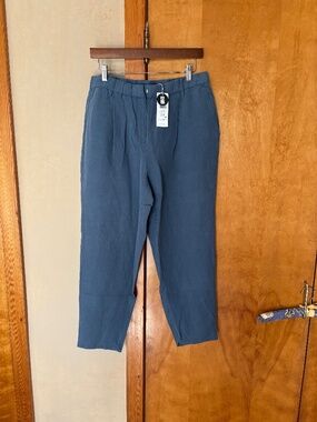 NWT Eileen Fisher Woman’s Pants-Petite  PM, Ankle, Pleated, Silk & Linen, Blue